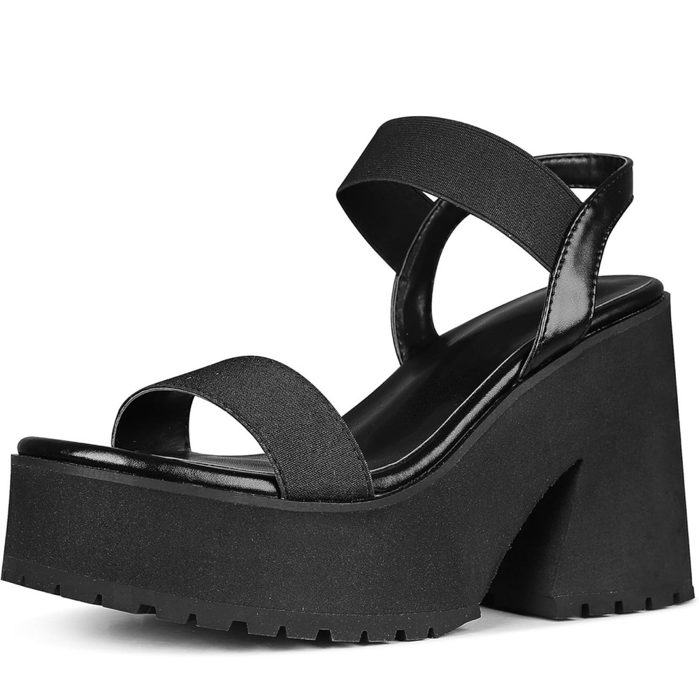 Chunky Black Platform Shoes with Rugged Sole